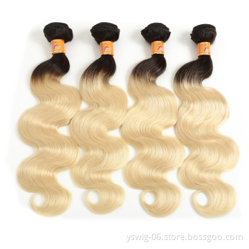 Factory Price Silky Blonde 1b/613# Color Body Wave Peruvian Human Hair Weave